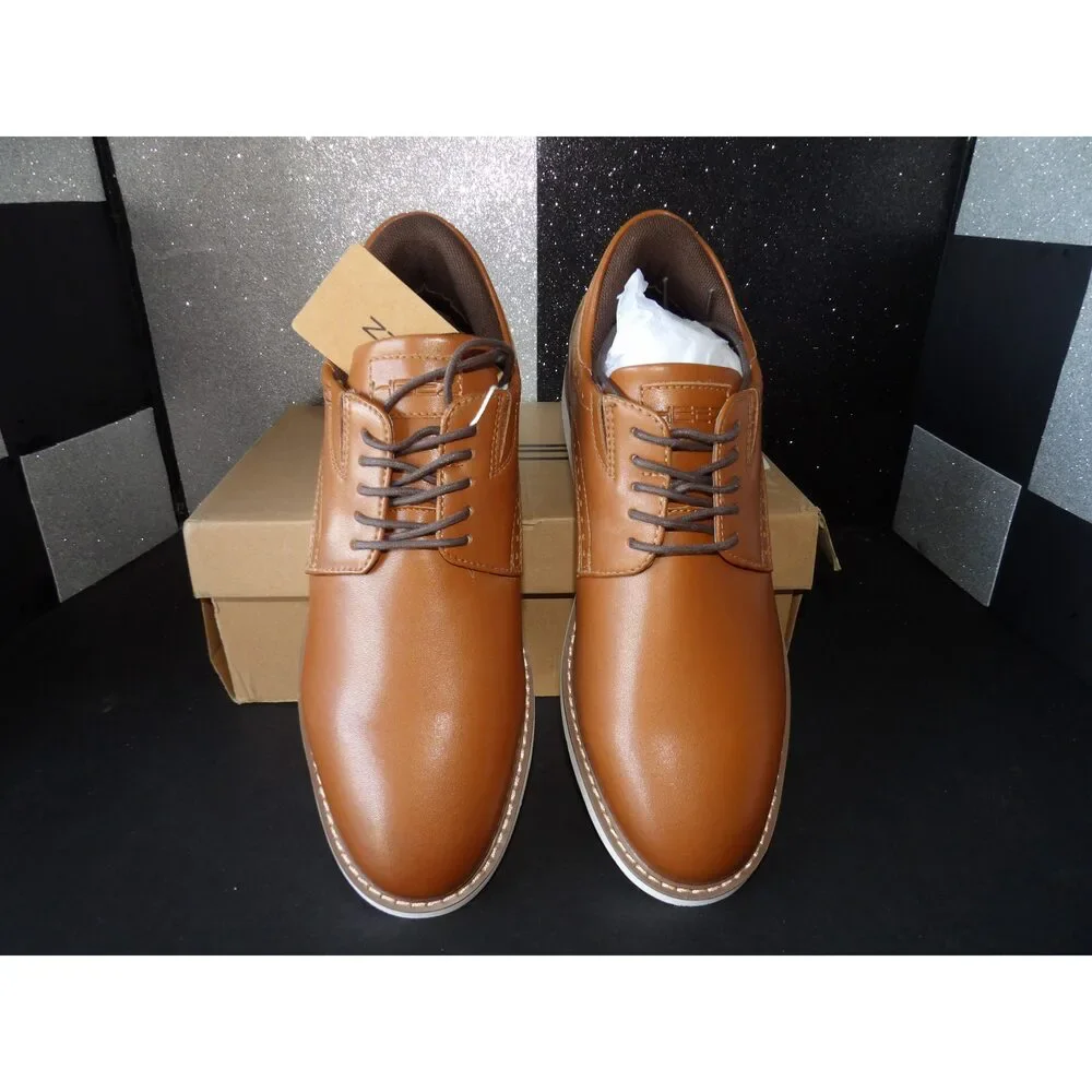 HEEZ Wingtip Derby Dress Shoes – Cognac Brown (Size US Men's 9)